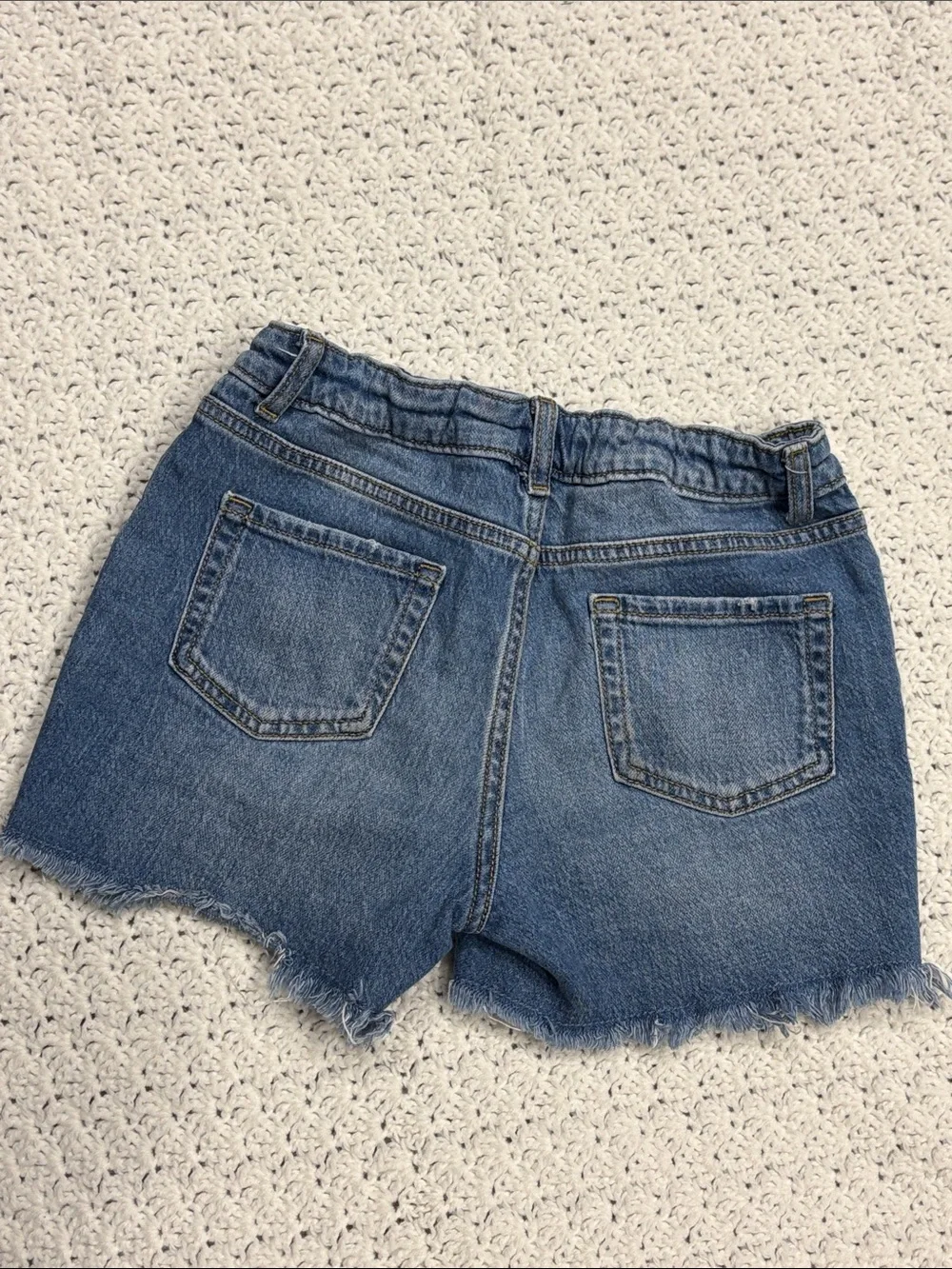 Cat & Jack Distressed Embroidery Stretch Blue Denim Jean Shorts Girls Size L !